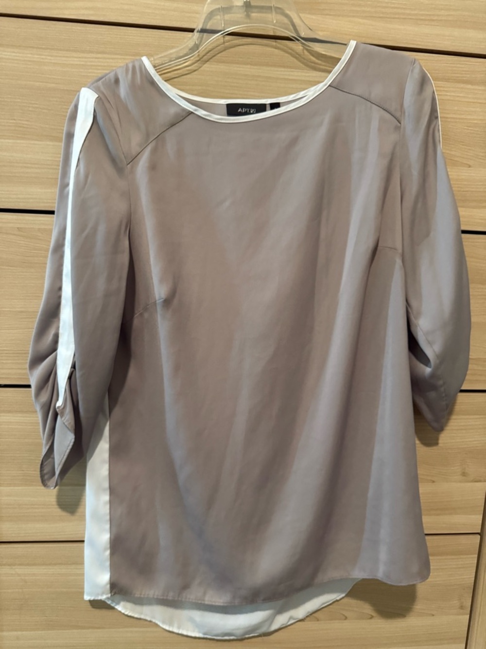 Apt. 9 Taupe Blouse with White Trim Accents